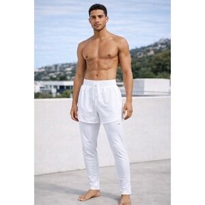 Alo Yoga Stability 2-in-1 Men's White Performance Shorts Attached Tights size XL